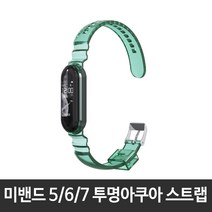 스토리링크 샤오미 Mi Band 5 6 7 스트랩 액정 보호필름, 미밴드5/6/7 투명아쿠아 스트랩_그린