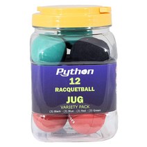 Python Racquetball 파이썬 버라이어티 팩 라켓볼(저그) (공 12개)(블랙 3개 블루 레드 그린 3개) 875GK8