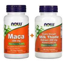 [나우푸드 2종세트] 마카 500mg 100정 베지캡슐+밀크씨슬 실리마린 더블스트렝스 300mg 100정 베지캡슐