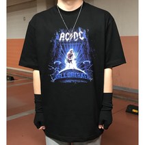 ACDC 티셔츠 볼브레이커 반팔 락밴드 오버핏 티셔츠 프린팅 (남여공용)