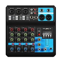 프로페셔널 오디오 믹서 ALPOWL 사운드 보드 콘솔 시스템 인터페이스 4채널 디지털 USB 블루투스 MP3 컴퓨터 입력 48V 팬텀 파워 스테레오 DJ 스튜디오 스트리밍 FX 1, 5-Channel