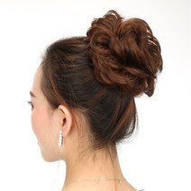 SKW 중년 여성 올림머리 집게핀형 부분가발, 밝은 브라운