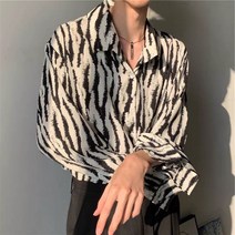편한 남성 호피셔츠 박스 5xl 카라 디자인 빅사이즈 긴팔 남친룩 호피무늬 오버핏