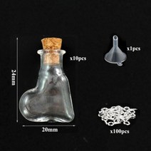 [케이로] 473119 코르크 마개가 있는 소형 미니 유리병 항아리 100 개 아이 나사 및 1 작은 깔때기 DIY 보석 만들기 5-10, 8HA set