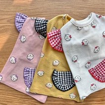 애견 쁘띠 프릴 소매 포켓 티셔츠/ 의류 예쁜티 귀여운 강아지, 옵션 선택_보라/M