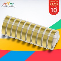 10PK Dymo 3D 엠보싱 테이프 Dymo 9mm 라벨 테이프 Motex 프린터와 호환 가능 Dymo 12965 E101 1540 1610 1, 02 10PK Gold