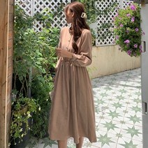 [소하루] 청순룩 코듀로이 프릴 원피스 롱원피스 A라인 라인원피스 (SM9867F4)