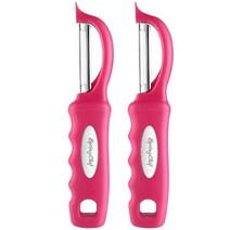 컴퍼니24 스프링 쉐프 프리미엄 회전식 야채 필러 부드러운 그립 핸들 및 매우 날카로운 스테인리스 스틸 블레이드 채소 과일 감자 당근 사과를 위한 한 주방 아쿠아 스카이 2개 세트, Pink Lemonade_1