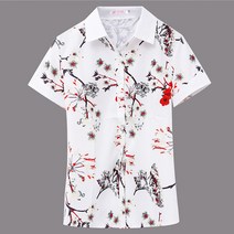 블라우스 2021 새로운 여름 인쇄 셔츠 한국 스타일 패션 캐주얼 가디건 매화 셔츠 공장 도매