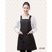 요들 미용사앞치마 허니체크 미용실 앞치마 작업복, 라지