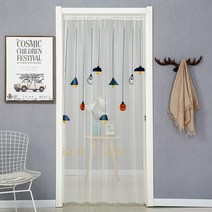 방충망 커튼 커튼 봉 리본 포함 여름 가을 현관 장식 방 문 창문 설치 해충 방지, 블루