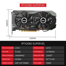 그래픽카드 ISINBOX RTX 2060 슈퍼 그래픽 카드 8 GB 256Bit GDDR6 게임 비디오 NVIDIA GeForce PCI-E3.0 16X 3DP HD 슬롯 PC G, [01] RTX 2060 Super