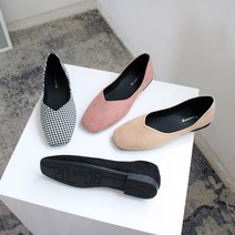 프리티슈 빅사이즈 발편한 여성 스퀘어 스웨이드 플랫슈즈 단화 1.5cm
