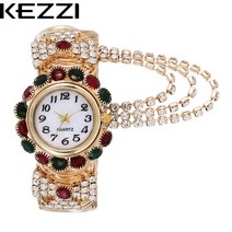 뱅글 팔찌형 빈티지 여성 메탈 시계 Kezzi 여성용 다이아몬드 품질 쿼츠 패션 합금 팔찌 럭셔리 선물