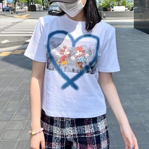 하트가든 미키반팔티셔츠)그림프린팅/짧은기장/미키티