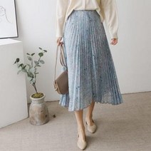 바보사랑 여성 봄 여리여리 플리츠 플라워 쉬폰 스커트.옷자락(무료배송)
