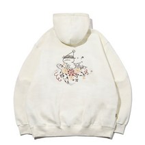 꼼파뇨 기모 Life of Hoooly 자수 후드티 후드티셔츠 크림