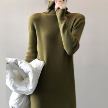 도니와 여성 기본 터틀넥 니트 원피스