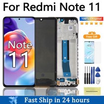 네비게이션 터치패널 모니터 643 인치 오리지널 아몰드 디스플레이 샤오미 레드미 노트 11 터치스크린 디지타이저 어셈블리 부품 전용, TFT No Frame