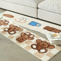귀여운 캐릭터 발매트 로마네 롱롱 발매트 브런치 베어 다용도 러그 어린이집 유치원 욕실 주방 싱크대 카페 매트 인테리어 집들이 개업 선물