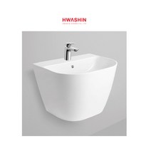[화신세라믹] 크린스 HSL 609J 반다리 일체형 세면기 플랫 라운드형 세면대, 세면기 부속 X, 1개