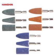 한신 육각추지석 원통 삼각 포탄형 원뿔 낱개 드릴용 사포 연마 샌딩 숫돌 그라인더날, 녹색 #60 원통, 1개