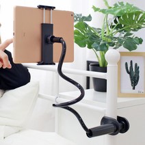 책상 침대 걸어 사용 높낮이자유조절 탭 거치대 인강 유튜브 전화기스탠드 스마트폰, 블랙