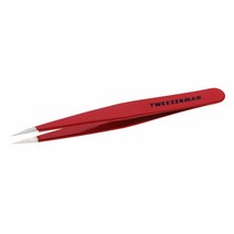 Tweezerman 스테인리스 스틸 포인트 핀셋 - 눈썹 정밀 핀셋 얼굴 및 인그로운 제모 (예쁜 인 핑크), Signature Red