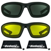 Bikershades 오토바이 안전 이중 초점 선글라스 리더 Z87 폼 패딩 + 2.50 스모크 & 투명, 2, Smoke Yellow