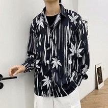 남성용 다양한 패턴의 하와이 빈티지 남방 긴팔 셔츠