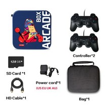컨트롤러 포함 레트로 게임 콘솔 아케이드 박스 비디오 TV 클래식 내장 50 에뮬레이터 PS1 PSP N64, 04 AU plug, 04 128G wireless