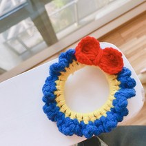 백설공주 뜨개 니트 헤어밴드 머리띠 리본 뜨개헤어핀 똑딱핀