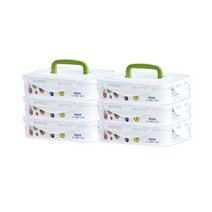 리젠리빙 세이프락 밀폐용기 1L 6P 직사각 반찬통 소분용기 냉장고 냉동실 정리 핸디형 안심용기, 블루