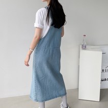여성 기본워싱 멜빵롱스커트