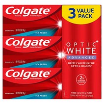 셀프치아미백 Colgate Optic 화이트 조립품 치아 미백 치약 2% 과산화수소 최상위시 90.7g3.2온스 3팩, [02] 2개들이 팩, [02] 스파클링 화이트