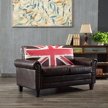 빈티지 엔틱쇼파 3인 거실 4인용 엔틱소파 복고풍 유럽식 인더스트리얼 스타일 소파 싱글 더블 인 레스토랑 바 클리어 커피숍 원목 아메리칸 스타일의 의류 매장, C.세 명의 사람들, O.유니언 잭 브라운