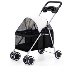 JL 원터치 폴딩 강아지 고양이 유모차, 블랙
