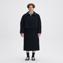 헤지스 네이비 멜란지 울혼방 숏코트