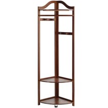 코너 옷걸이 모서리 심플 수납 롱코트 옷걸이 행거, 월넛컬러