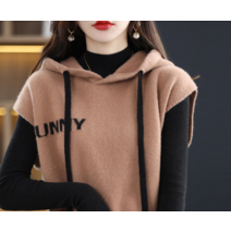 가을과 겨울 골프 여성 민소매 탑 패션 여성 민소매 후드 조끼 여성의 느슨한 고기 양복 조끼 투피스 니트 바닥 셔츠