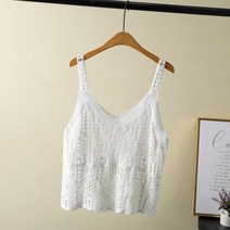 할머니조끼 민소매 베스트 여자 니트 코바늘조끼 빈티지 레이스 여성 여름
