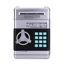 스마트금고 디지털 지문 사무실 가정용소형 abs 재미있는 안전 돼지 저금통 암호 예금 기계 장난감 현금 동전 어린이를위한 저장 상자 조기 학습 용품, 은