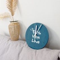 말씀 벽걸이 시계 인테리어 무소음 주문제작 힐링 메세지 책상 거실 소품, 2.DeepBlue_Faith