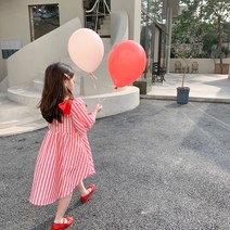 유아동 여아 세로스트라이프 랜턴 원피스(90cm-140cm) 유아복 아동복 초등학생 외출복