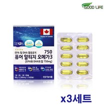 퓨어 RTG오메가3 알티지 DHA epa rtg 초임계 오메가스리 저온추출 멸치 혈행 중성지방 눈건강 항산화비타민E 비타민D 영양제 높은흡수율 최고등급 고함량 건강기능식품, 30cap, 3개월분