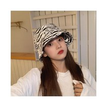 와이케이하우스 일본 복고풍 유행 얼룩말 패턴 어부 모자 여성 영국 패션 pu 가죽 한국어 조수 가을과 겨울 야생 분지 모자_69392
