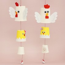 [꿈상자네374] 닭과 병아리 종이컵 모빌(2인용)