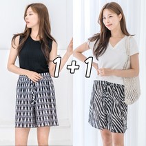 [1+1] 와이드 패턴 플리츠 3부 팬츠 2장세트