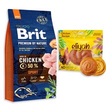 브릿 프리미엄 스포츠 치킨 전연령 대형견사료 3kg(+간식사은품), 스포츠 치킨3kg+엘리야 치킨롤100g