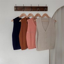 브이와이 여자 무지 가을조끼 할매니얼 베스트